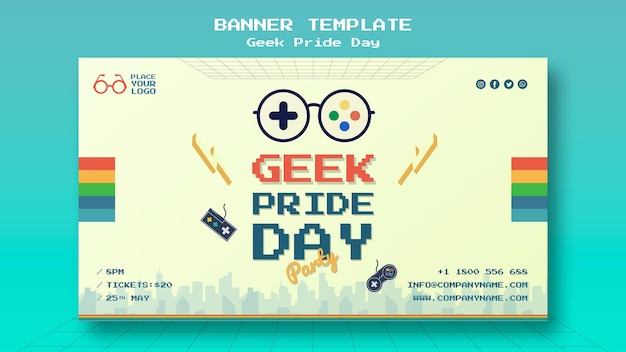 PSD gratuito modello dell'insegna di giorno di orgoglio del geek