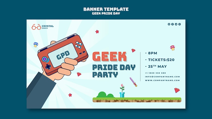 मुफ़्त PSD geek pride day banner template