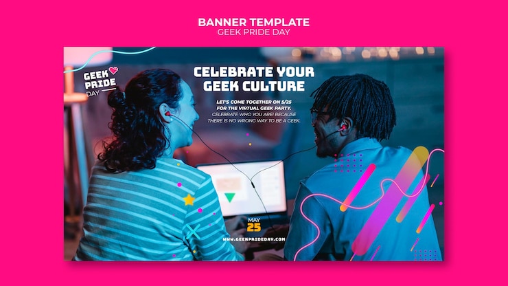 Free PSD geek pride day banner template