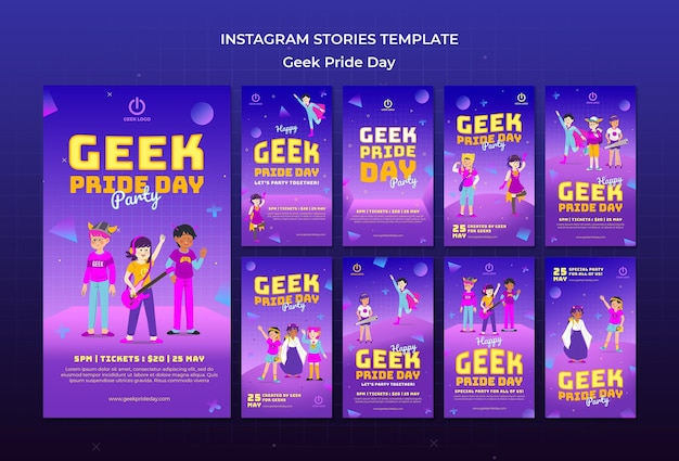 Geek pride day instagram stories template