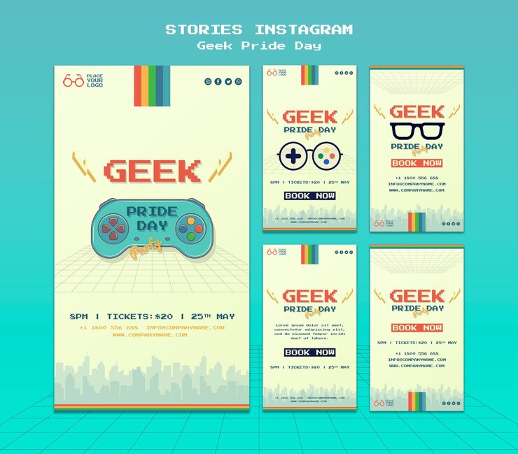 무료 PSD geek pride day instagram 이야기