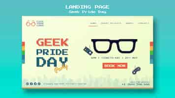 PSD gratuito modello di pagina di destinazione del giorno dell'orgoglio geek