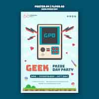 PSD gratuito modello di poster del giorno dell'orgoglio geek