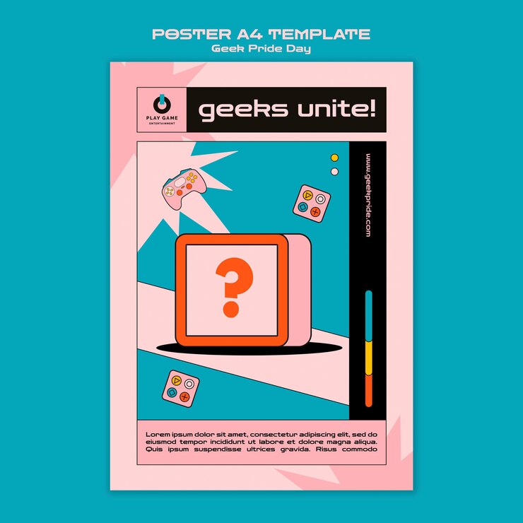 मुफ़्त PSD geek pride day poster template