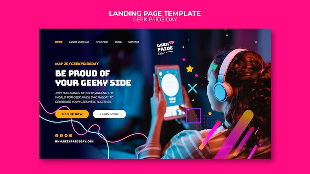 Free PSD geek pride day web template