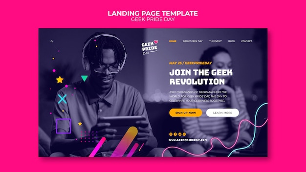 無料PSD オタクプライドデーのウェブテンプレート
