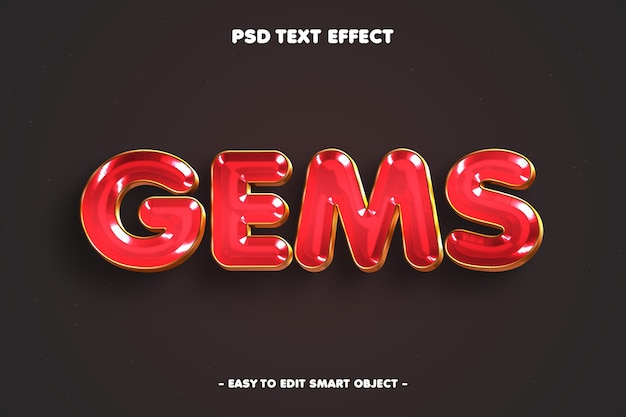 Free PSD gems editable text effect