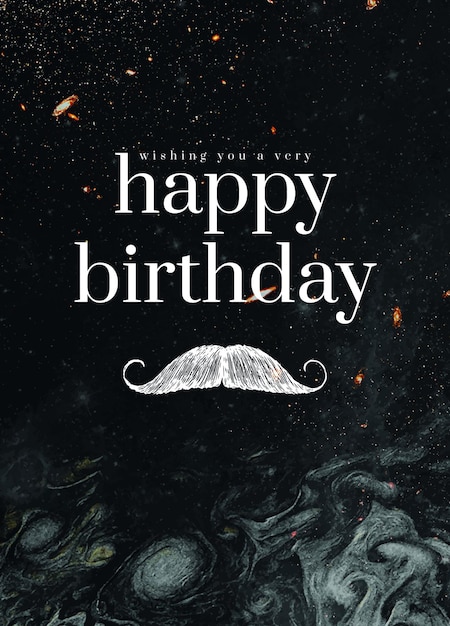 Free PSD gentleman birthday greeting template psd with mustache illustration