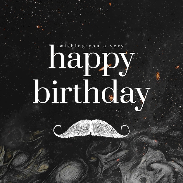 Gentleman birthday greeting template psd with mustache illustration