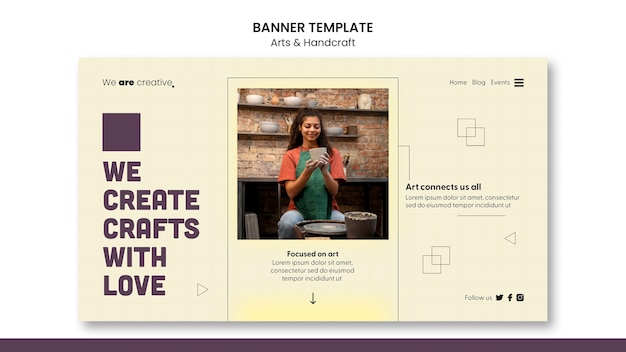 PSD gratuito modello di banner per arti geometriche e artigianato