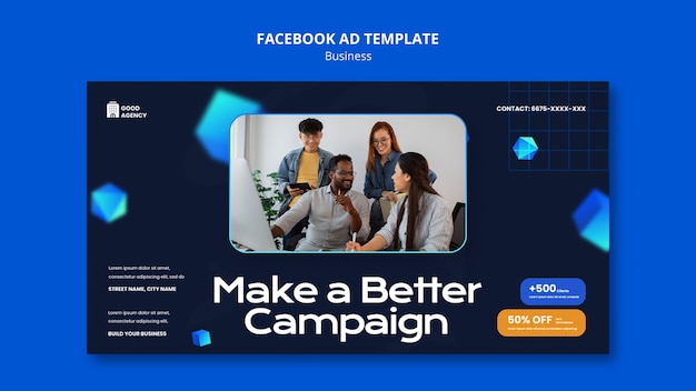 Бесплатный PSD Геометрический шаблон бизнес-кампании facebook