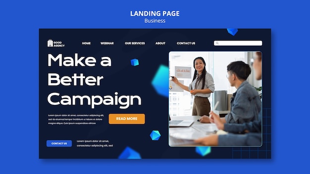 Free PSD geometric business campaign landing page