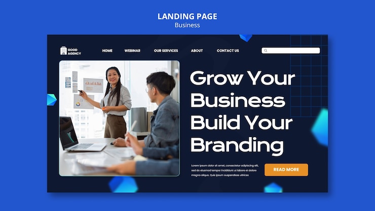 Free PSD geometric business campaign landing page