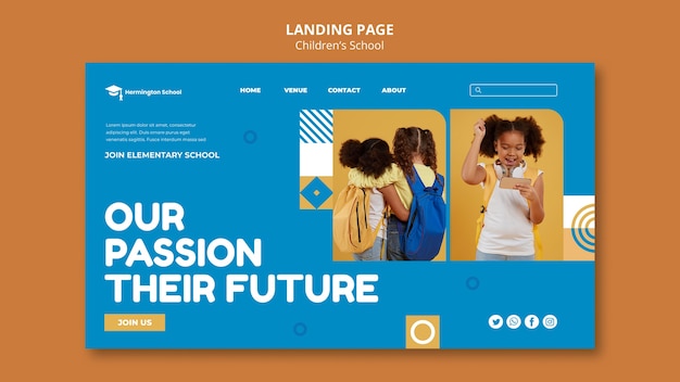 Geometric children's school landing page