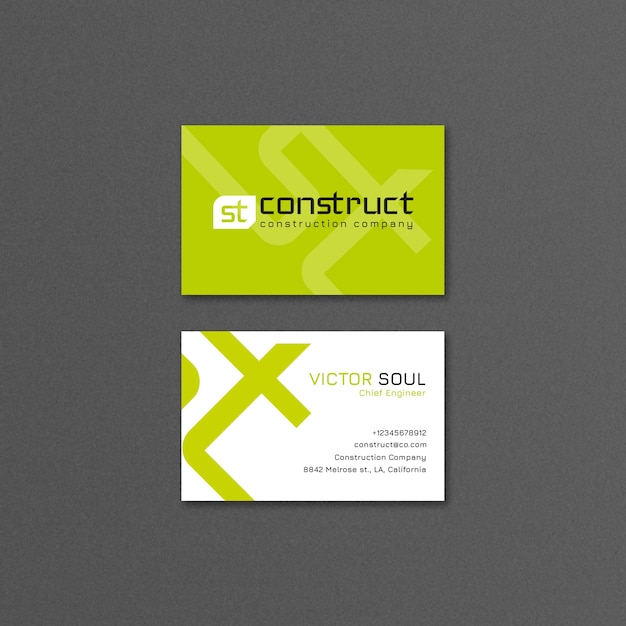 Free PSD geometric construction project business card