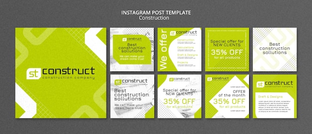 Free PSD geometric construction project instagram posts