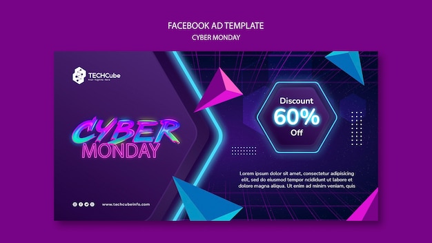 Modello geometrico di facebook di sconto del cyber monday