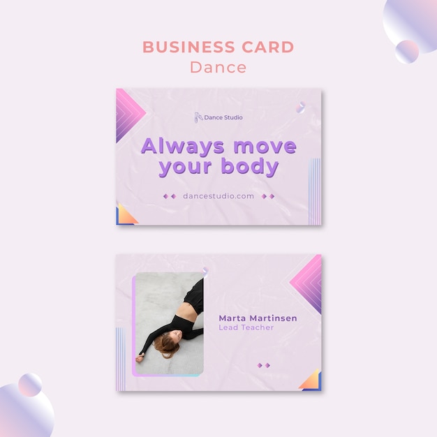 Free PSD geometric dance lessons  business card template