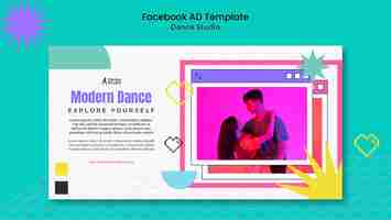 無料PSD 幾何学的なダンススタジオのfacebookテンプレート