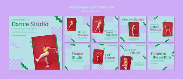 Free PSD geometric dance studio instagram stories