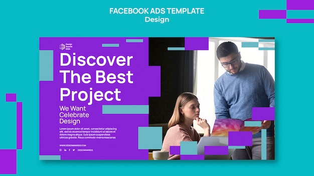 PSD gratuito il design geometrico premia il modello facebook