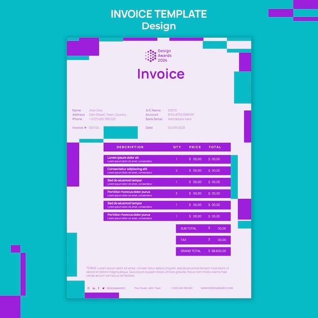 Free PSD geometric design awards invoice template