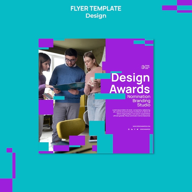 Free PSD geometric design awards square flyer template