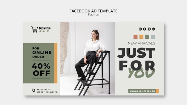 Free PSD geometric fashion sale facebook template