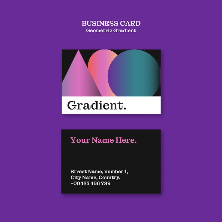 Free PSD geometric gradient business card  template design