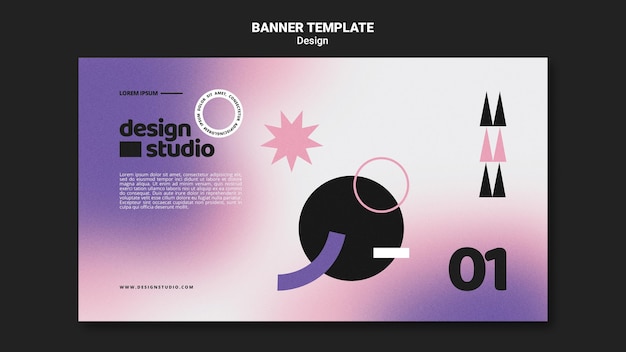 Free PSD geometric horizontal banner template for design studio