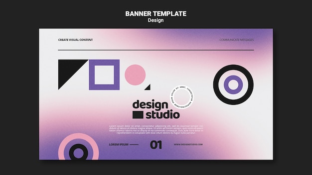 PSD gratuito modello di banner orizzontale geometrico per studio di design