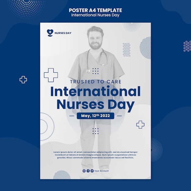 기하학적 국제 간호사의 날 포스터 템플릿