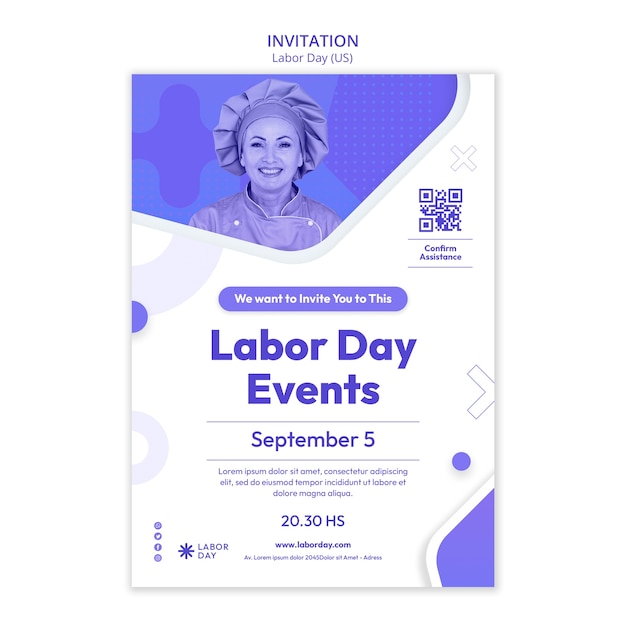 Geometric labor day us invitation