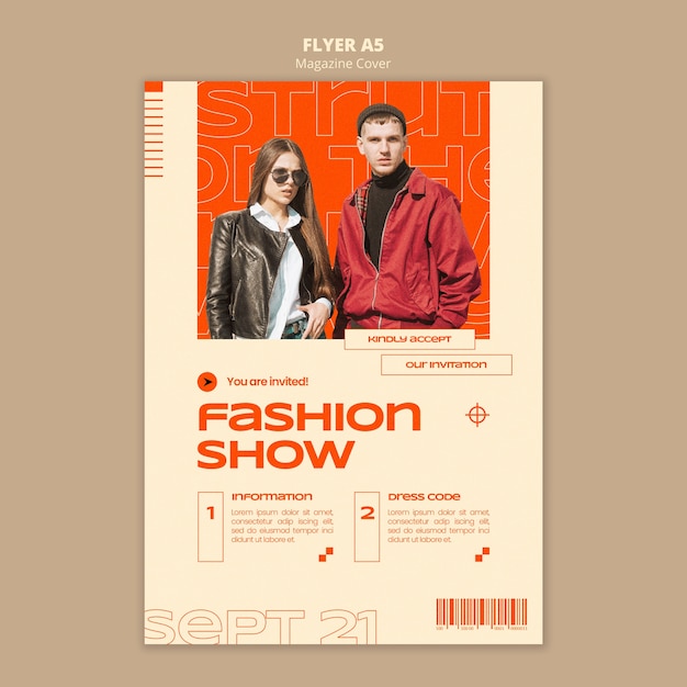 Бесплатный PSD Геометрический шаблон флаера для обложки журнала