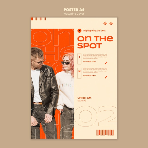 Free PSD geometric magazine cover poster