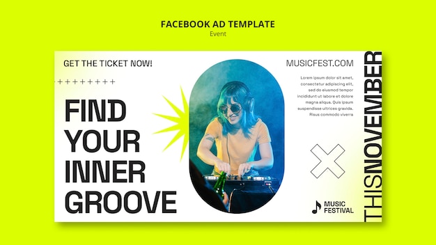 PSD gratuito modello facebook per eventi musicali geometrici