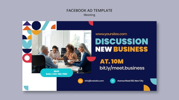 Free PSD geometric online meeting facebook template