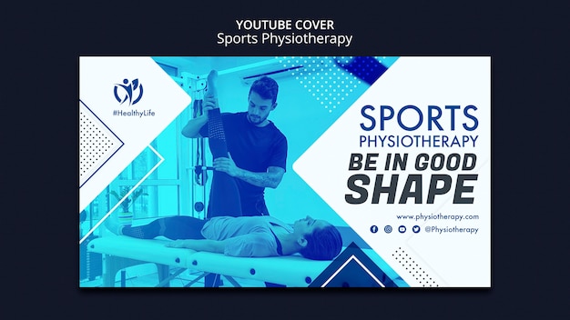 PSD gratuito copertina di youtube per la cura della fisioterapia geometrica