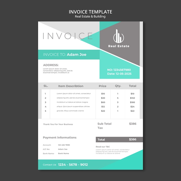 Geometric real estate and building invoice