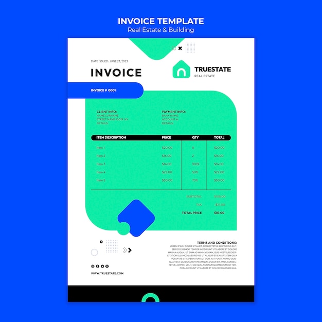 Geometric real estate invoice template