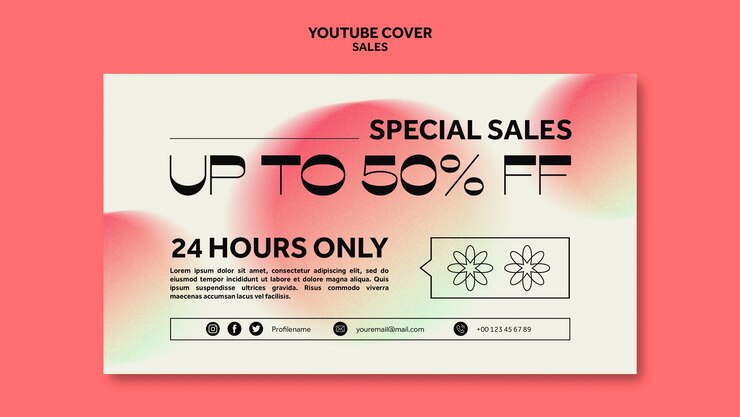 무료 PSD 기하학적 판매 할인 youtube 커버