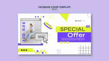 PSD gratuito copertina facebook dell'offerta di vendita geometrica