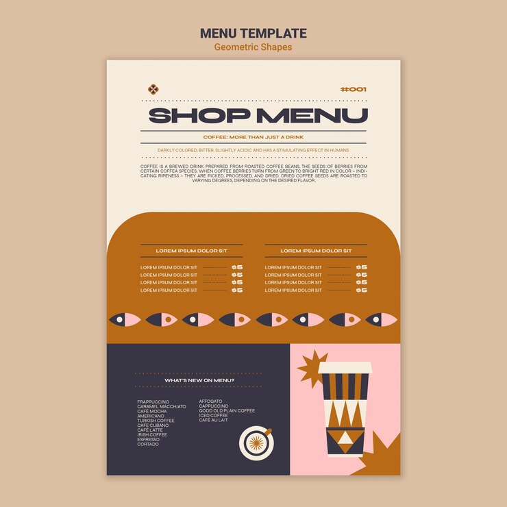 Free PSD geometric shapes menu template