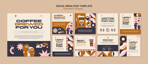 Free PSD geometric shapes social media post template