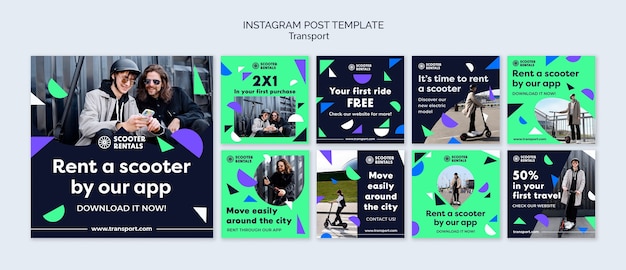 PSD gratuito le forme geometriche trasportano i post di instagram