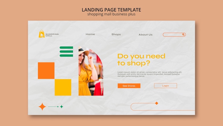 Free PSD geometric shopping mall landing page