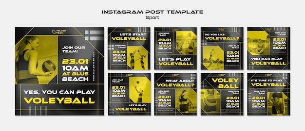 Free PSD geometric sport team instagram posts template