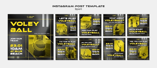 Free PSD geometric sport team instagram posts