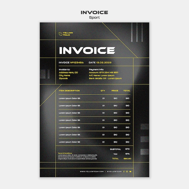 Free PSD geometric sport team invoice template