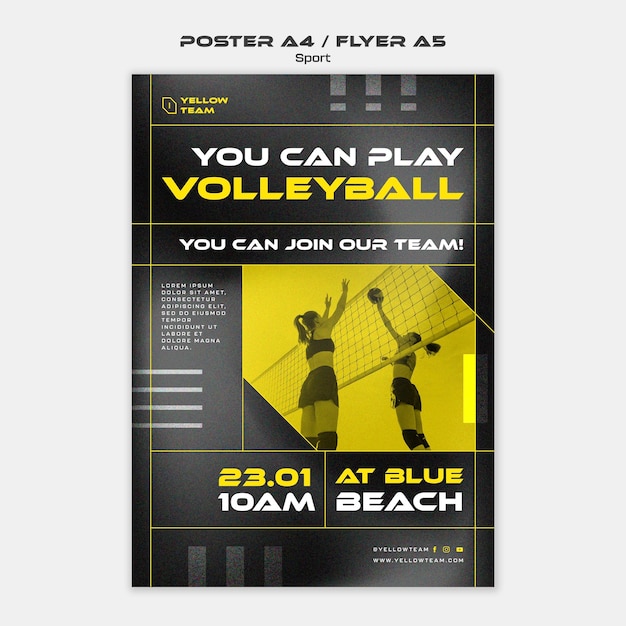 PSD gratuito modello di poster della squadra sportiva geometrica